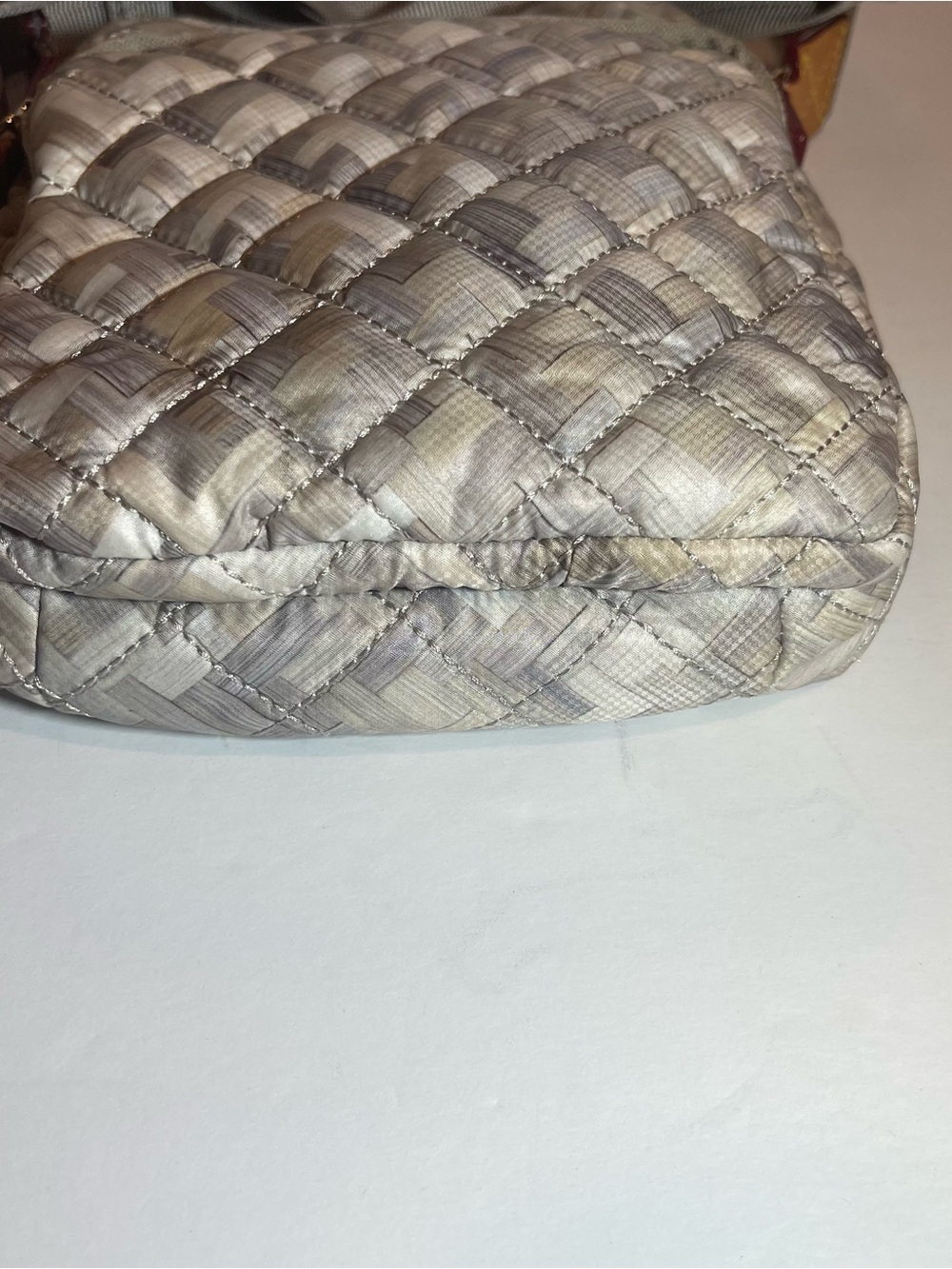 MZ Wallace Quilted Crossbody in Beige Taupe with Brown Trim - Picture 8 of 12
